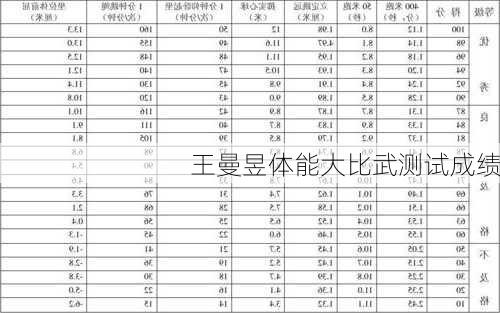 王曼昱体能大比武测试成绩