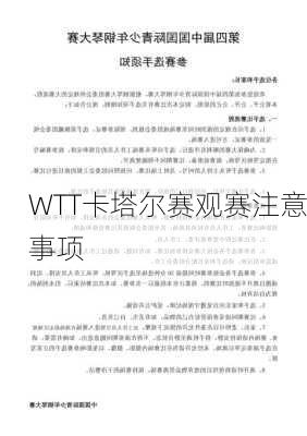 WTT卡塔尔赛观赛注意事项