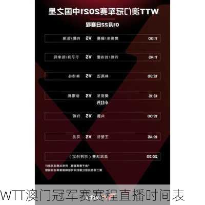 WTT澳门冠军赛赛程直播时间表