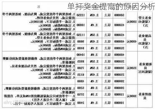 单打奖金提高的原因分析