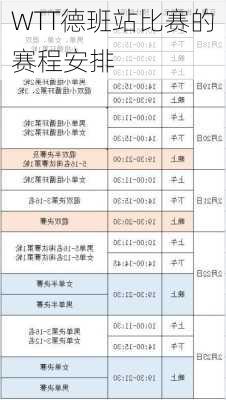 WTT德班站比赛的赛程安排