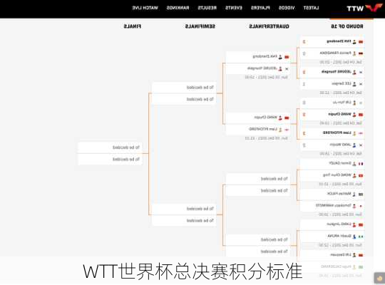 WTT世界杯总决赛积分标准