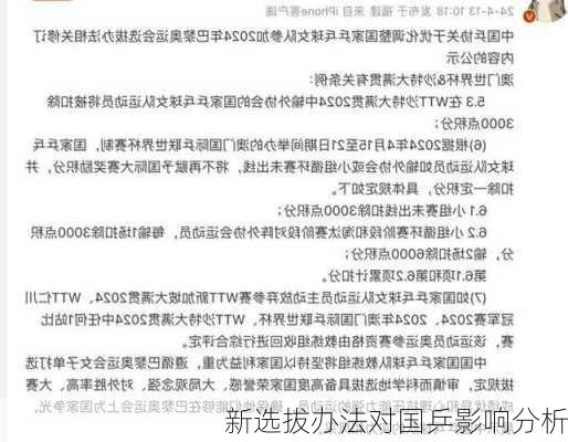 新选拔办法对国乒影响分析