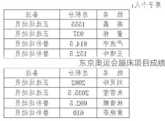 东京奥运会蹦床项目成绩