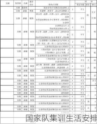 国家队集训生活安排