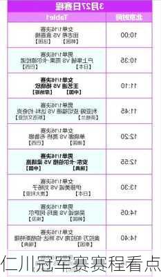 仁川冠军赛赛程看点