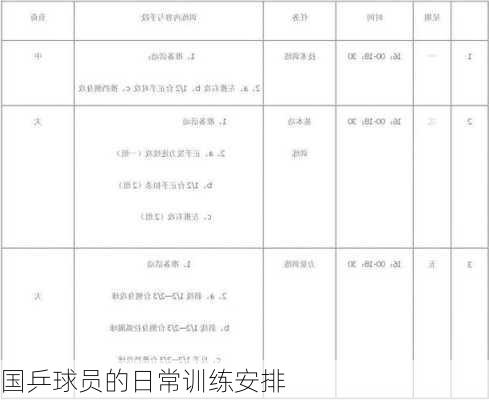 国乒球员的日常训练安排