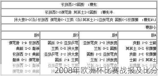 2008年欧洲杯比赛战报及比分