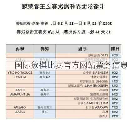 国际象棋比赛官方网站票务信息