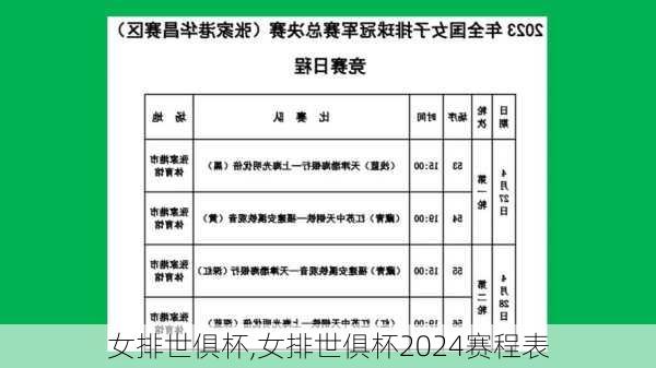 女排世俱杯,女排世俱杯2024赛程表