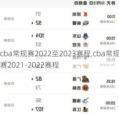 cba常规赛2022至2023赛程,cba常规赛2021-2022赛程