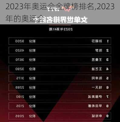 2023年奥运会金牌榜排名,2023年的奥运会