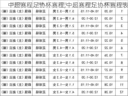 中超赛程足协杯赛程,中超赛程足协杯赛程表