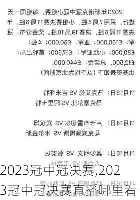 2023冠中冠决赛,2023冠中冠决赛直播哪里看