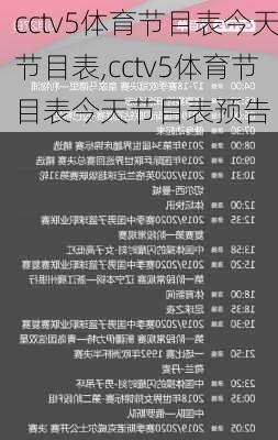 cctv5体育节目表今天节目表,cctv5体育节目表今天节目表预告