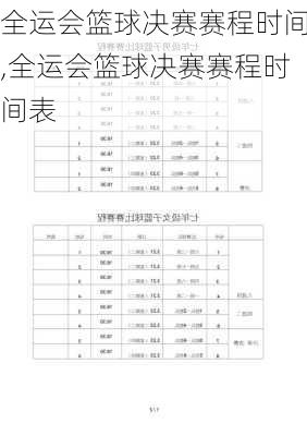 全运会篮球决赛赛程时间,全运会篮球决赛赛程时间表