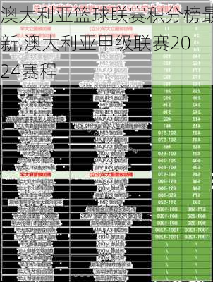 澳大利亚篮球联赛积分榜最新,澳大利亚甲级联赛2024赛程