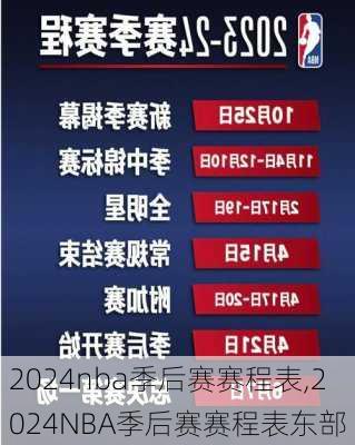 2024nba季后赛赛程表,2024NBA季后赛赛程表东部