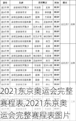 2021东京奥运会完整赛程表,2021东京奥运会完整赛程表图片