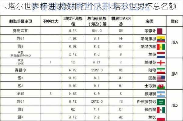 卡塔尔世界杯进球数排名个人,卡塔尔世界杯总名额