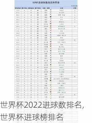 世界杯2022进球数排名,世界杯进球榜排名