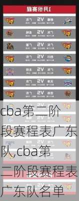 cba第二阶段赛程表广东队,cba第二阶段赛程表广东队名单