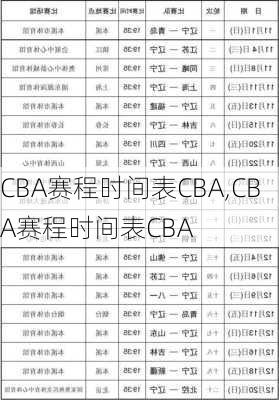 CBA赛程时间表CBA,CBA赛程时间表CBA