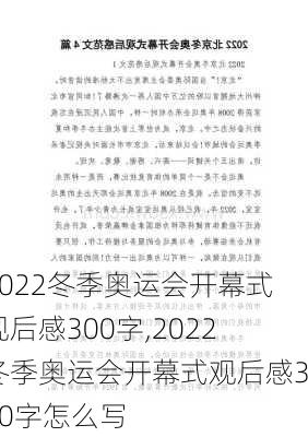 2022冬季奥运会开幕式观后感300字,2022冬季奥运会开幕式观后感300字怎么写