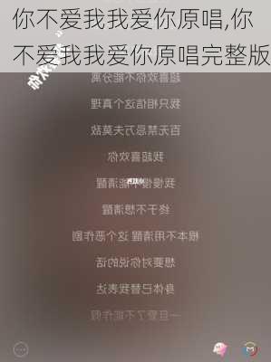 你不爱我我爱你原唱,你不爱我我爱你原唱完整版