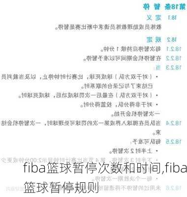 fiba篮球暂停次数和时间,fiba篮球暂停规则