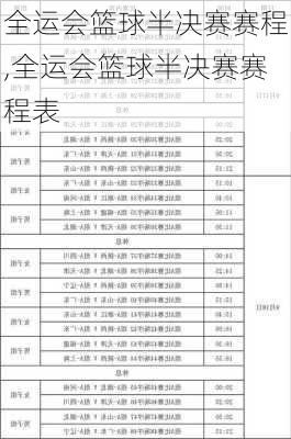 全运会篮球半决赛赛程,全运会篮球半决赛赛程表