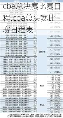 cba总决赛比赛日程,cba总决赛比赛日程表