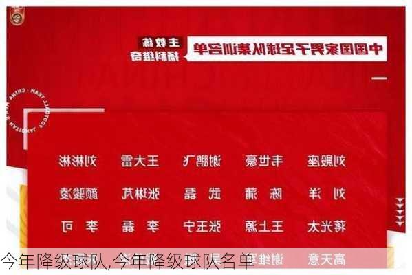 今年降级球队,今年降级球队名单