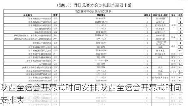 陕西全运会开幕式时间安排,陕西全运会开幕式时间安排表