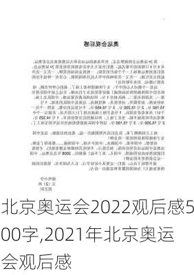 北京奥运会2022观后感500字,2021年北京奥运会观后感