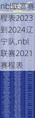 nbl联赛赛程表2023到2024辽宁队,nbl联赛2021赛程表