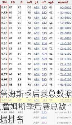 詹姆斯季后赛总数据,詹姆斯季后赛总数据排名