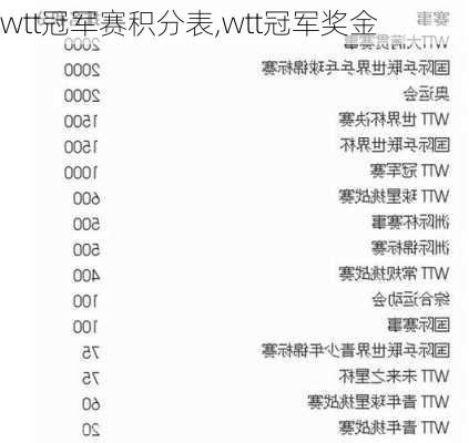 wtt冠军赛积分表,wtt冠军奖金