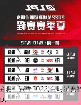 全明星赛程2022,全明星赛程lpl