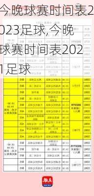 今晚球赛时间表2023足球,今晚球赛时间表2021足球