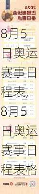 8月5日奥运赛事日程表,8月5日奥运赛事日程表格