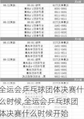 全运会乒乓球团体决赛什么时候,全运会乒乓球团体决赛什么时候开始