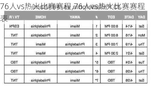 76人vs热火比赛赛程,76人vs热火比赛赛程表