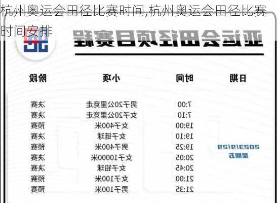 杭州奥运会田径比赛时间,杭州奥运会田径比赛时间安排