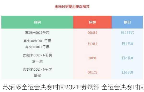 苏炳添全运会决赛时间2021,苏炳添 全运会决赛时间