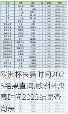 欧洲杯决赛时间2023结果查询,欧洲杯决赛时间2023结果查询表