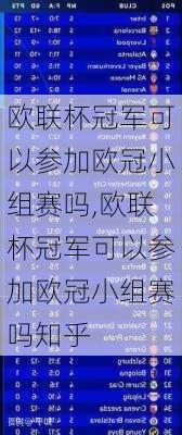 欧联杯冠军可以参加欧冠小组赛吗,欧联杯冠军可以参加欧冠小组赛吗知乎