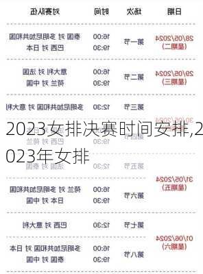 2023女排决赛时间安排,2023年女排