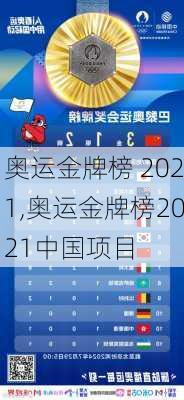 奥运金牌榜 2021,奥运金牌榜2021中国项目