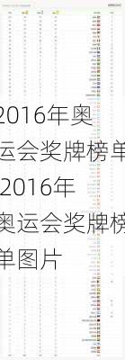 2016年奥运会奖牌榜单,2016年奥运会奖牌榜单图片